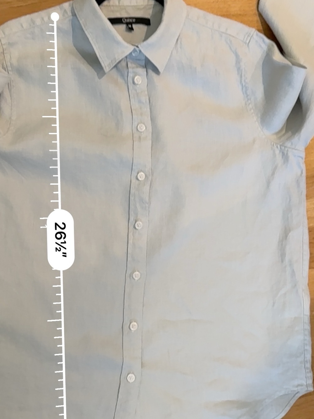 Quince European Linen Long Sleeve Women's Button-Down Shirt in Mist - Medium - Picture 9 of 10